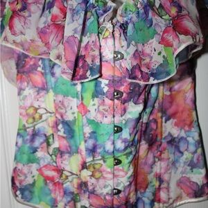 White Floral Lace-Up Bustier Top